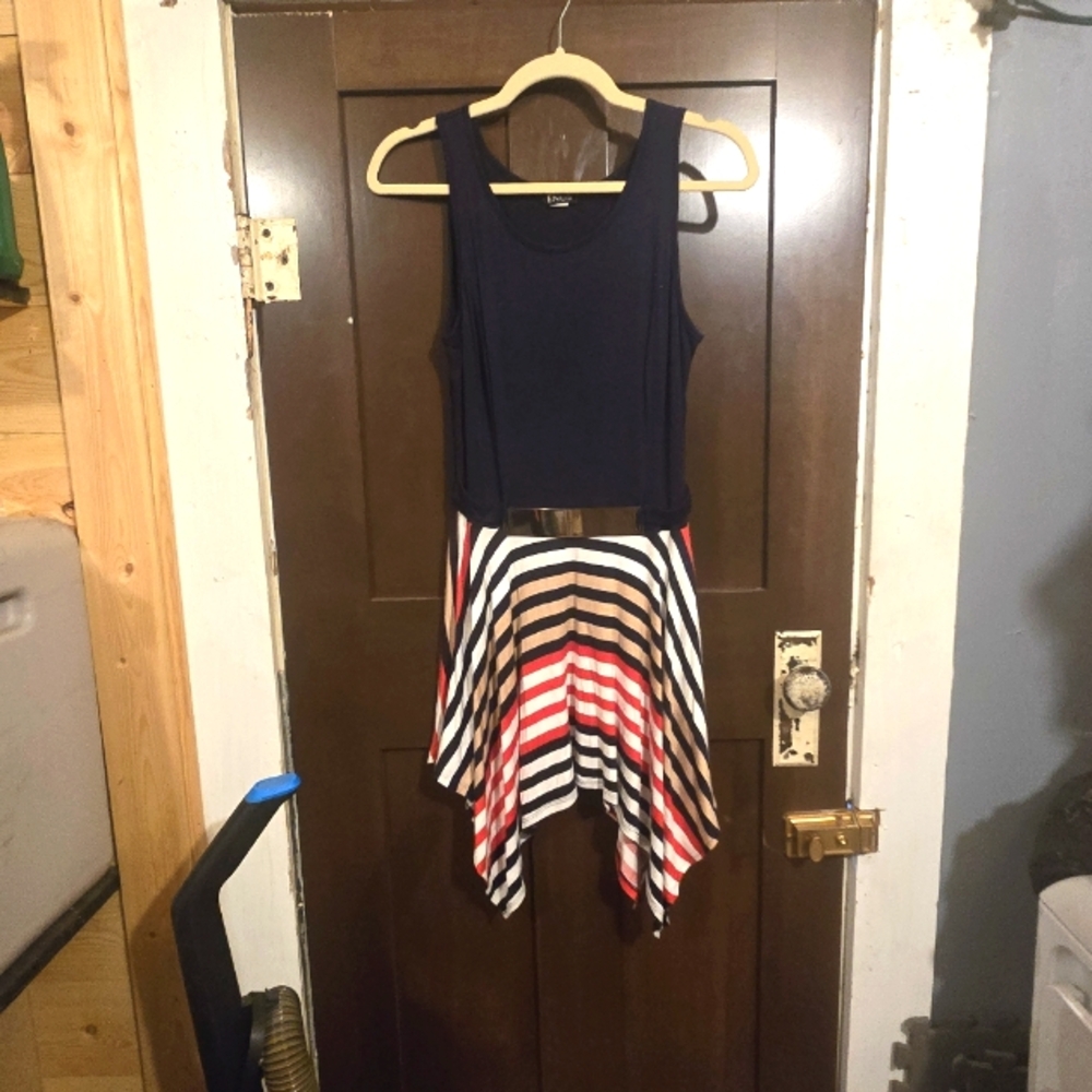 Venus super cute Dark blue red and white dress